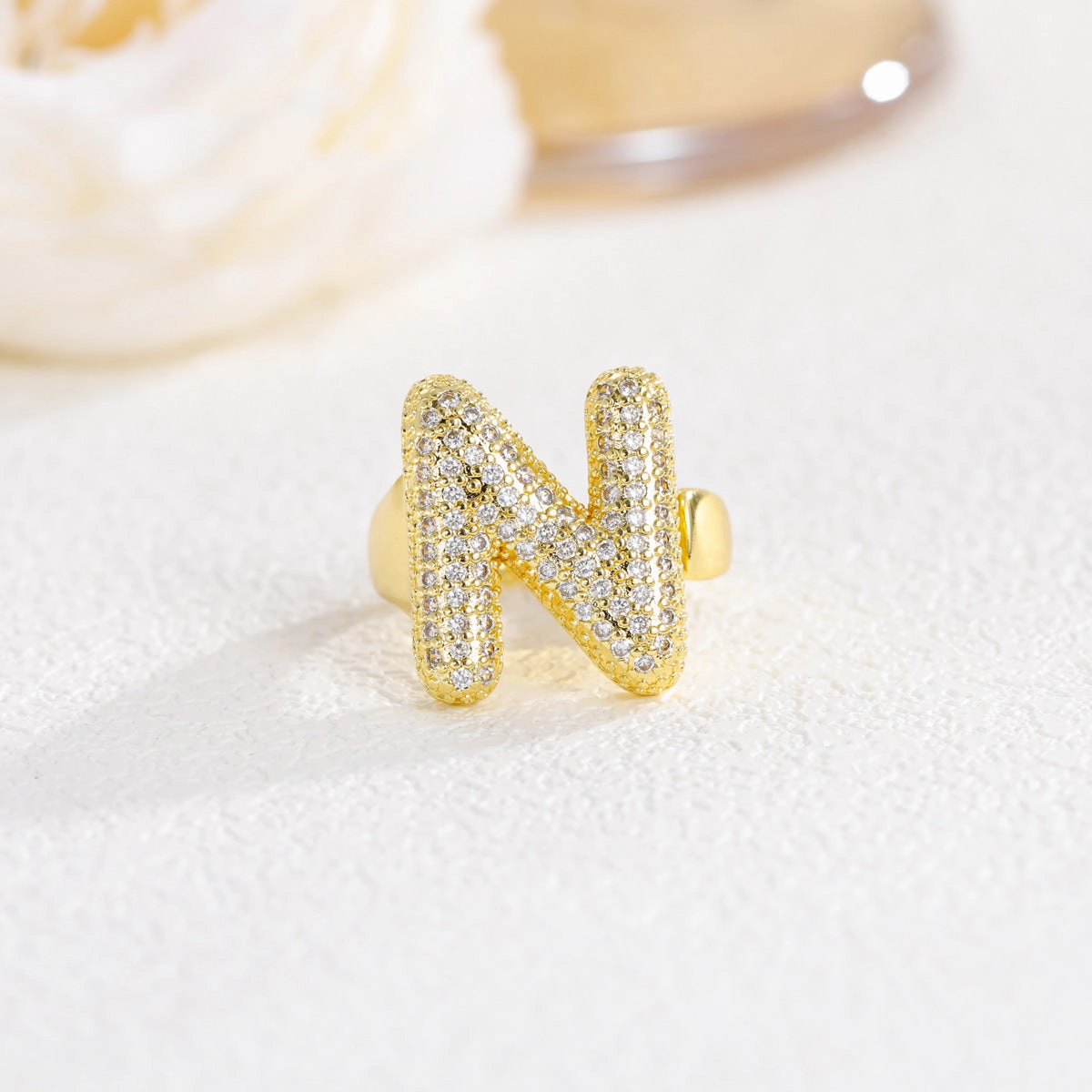 Wholesale  Gold Plated Copper Set with Zircon Open Ring