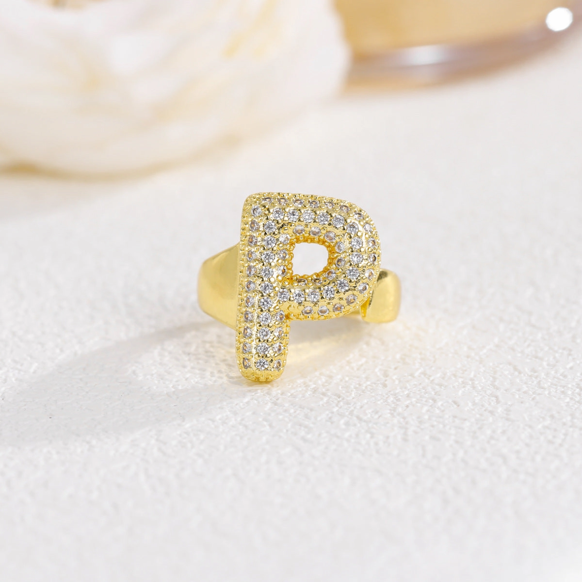 Wholesale  Gold Plated Copper Set with Zircon Open Ring