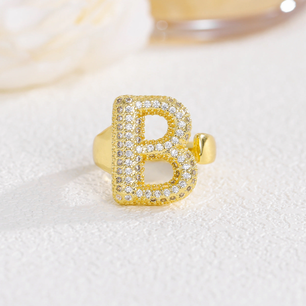 Wholesale  Gold Plated Copper Set with Zircon Open Ring