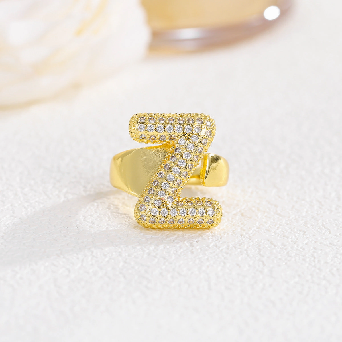 Wholesale  Gold Plated Copper Set with Zircon Open Ring