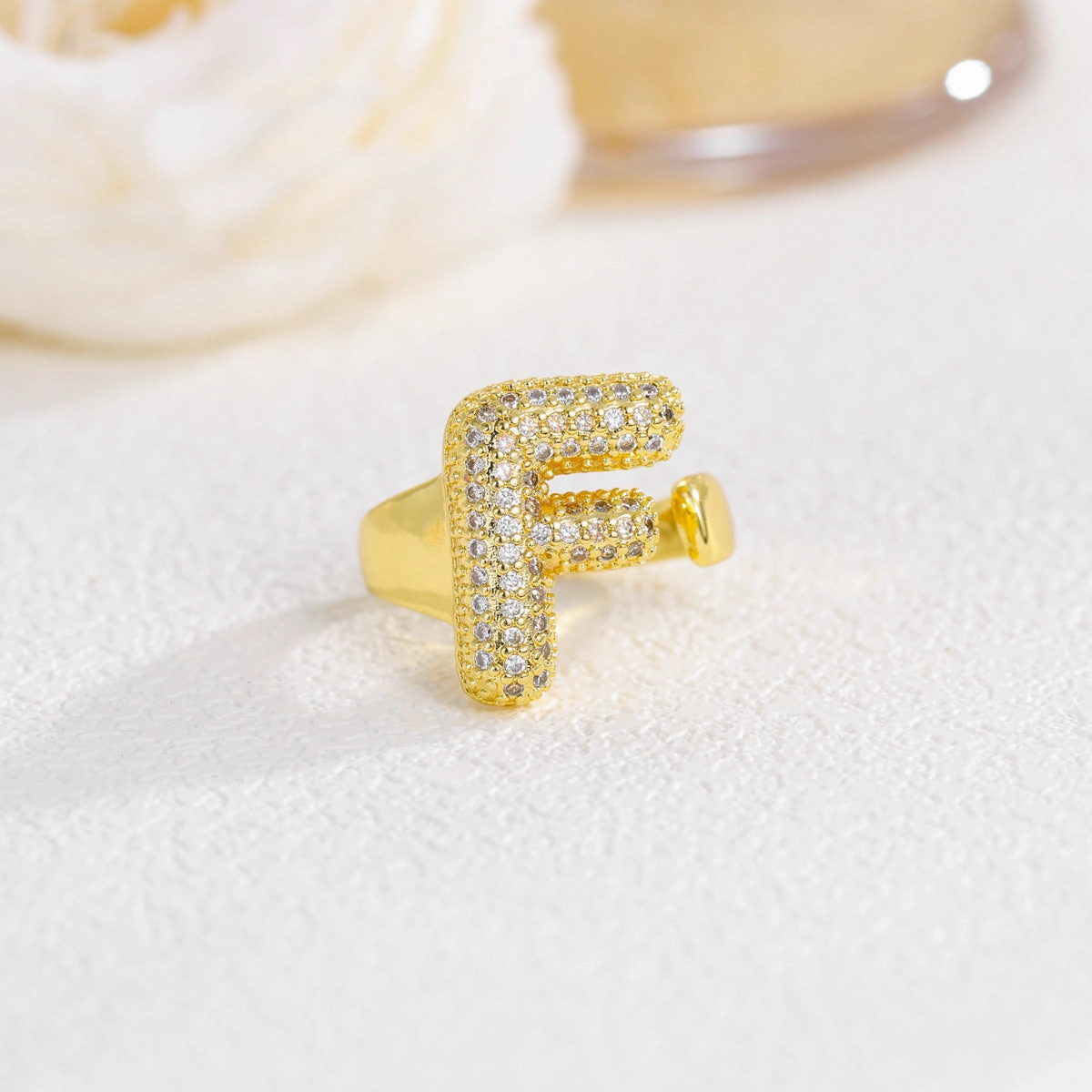 Wholesale  Gold Plated Copper Set with Zircon Open Ring
