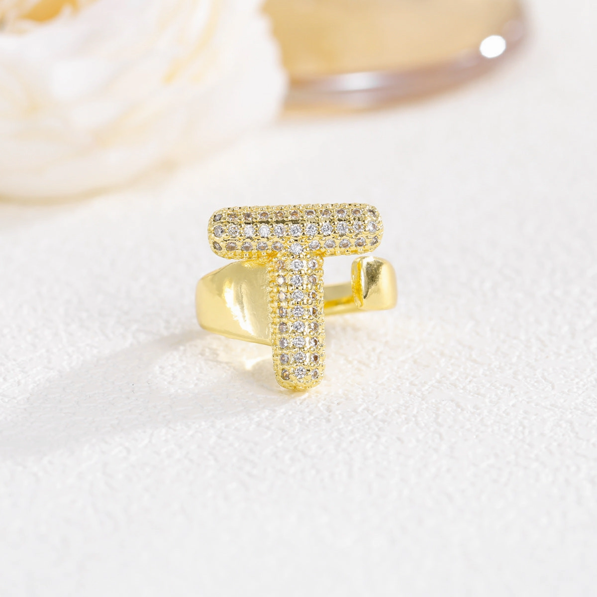 Wholesale  Gold Plated Copper Set with Zircon Open Ring