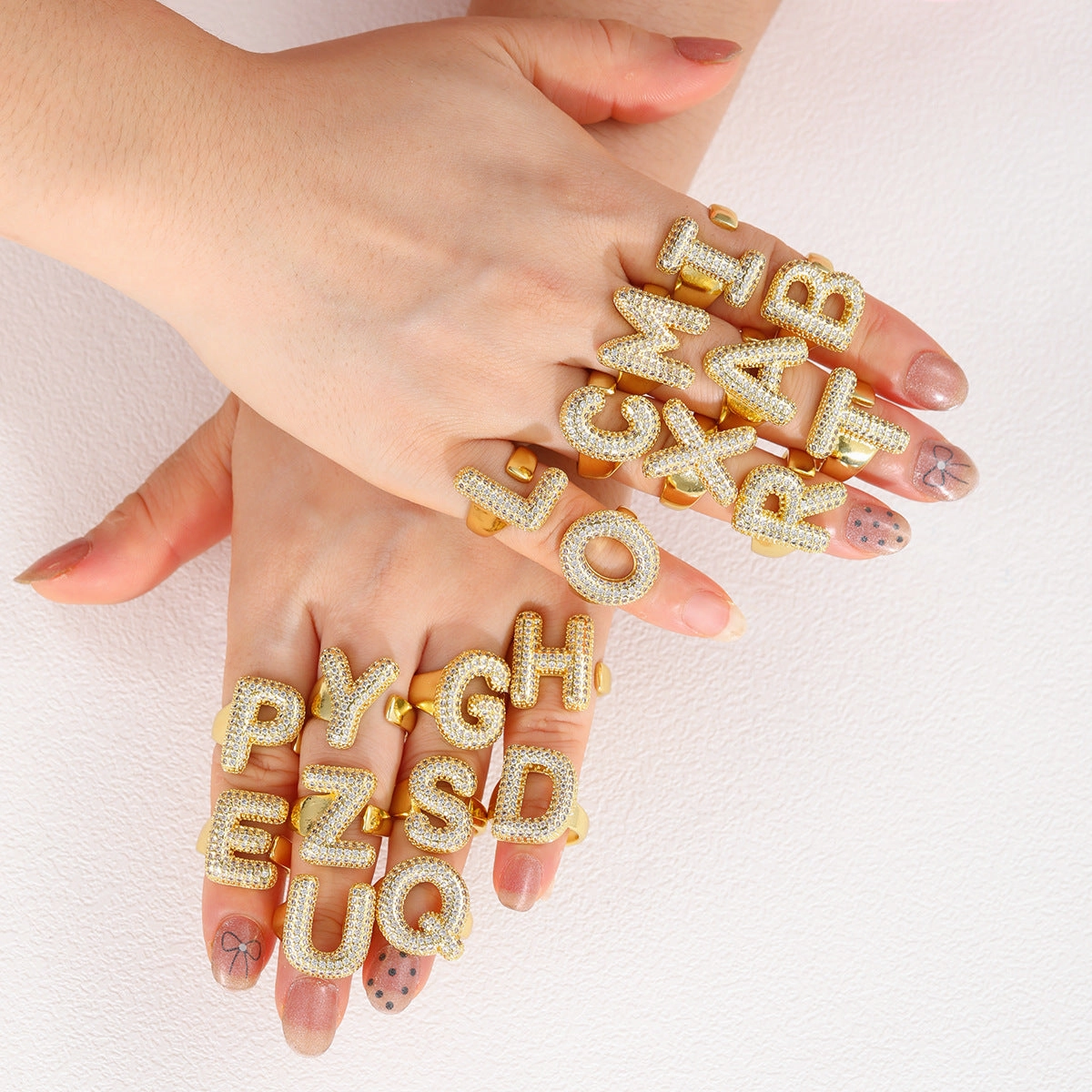 Wholesale  Gold Plated Copper Set with Zircon Open Ring