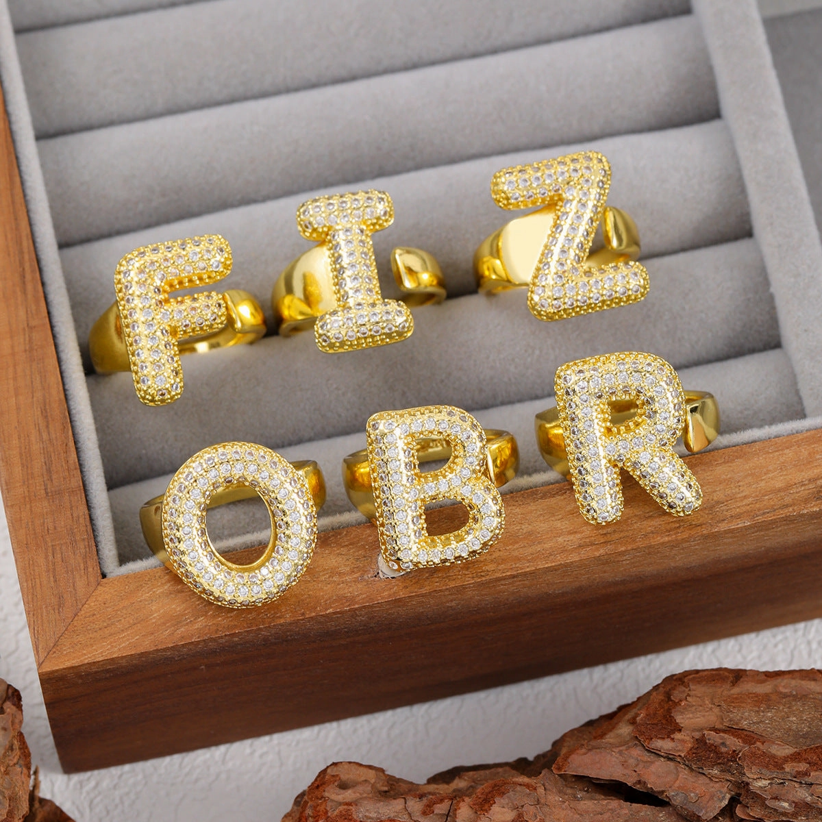 Wholesale  Gold Plated Copper Set with Zircon Open Ring