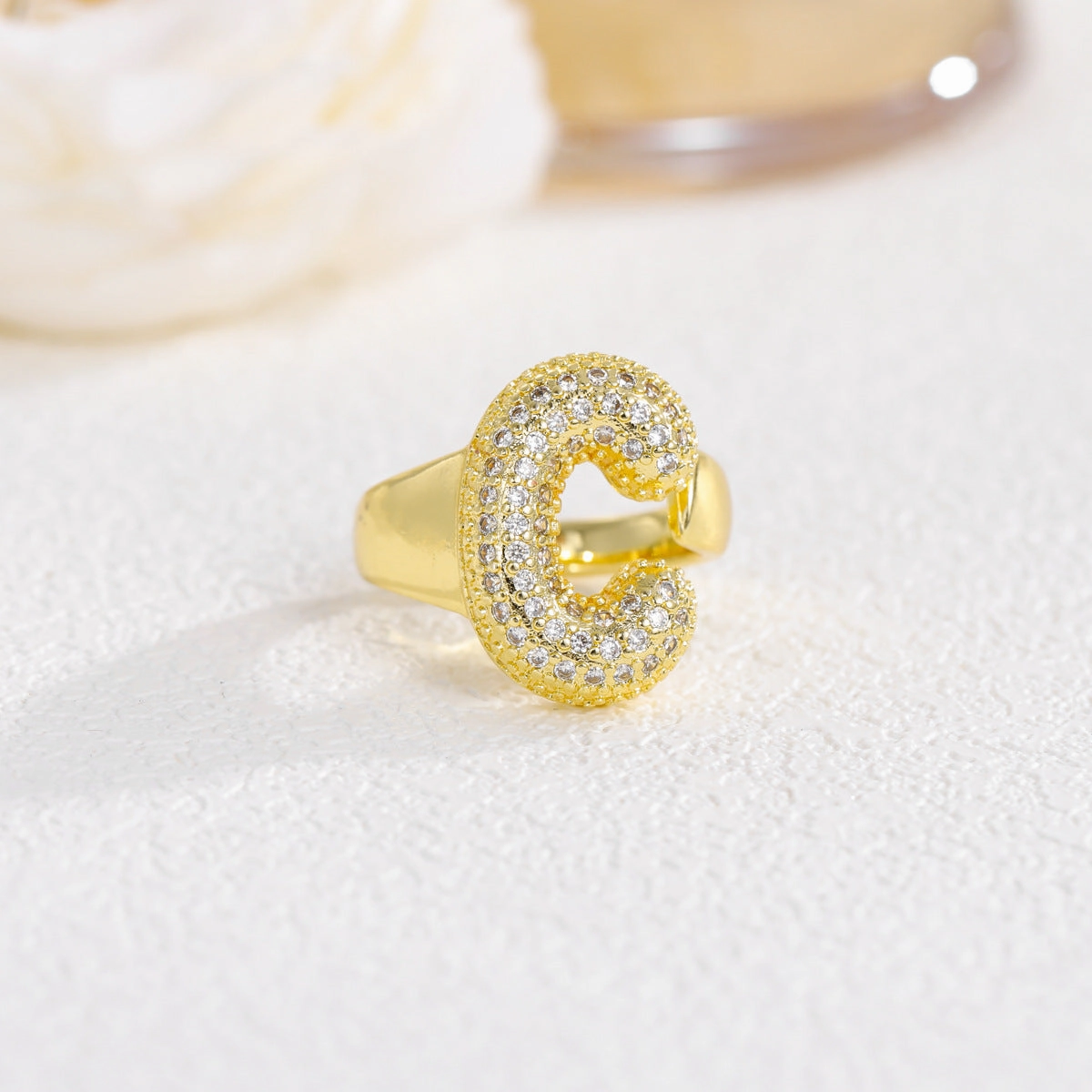 Wholesale  Gold Plated Copper Set with Zircon Open Ring