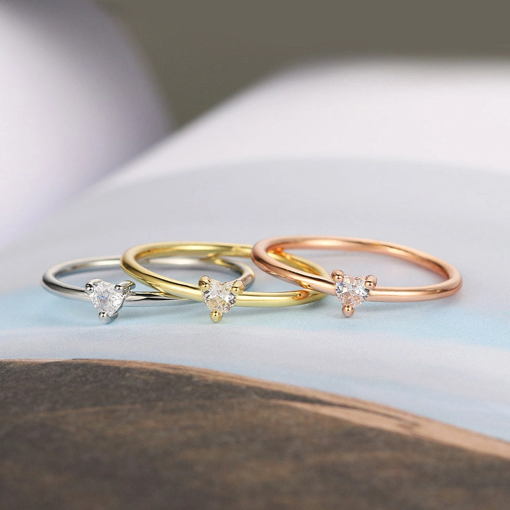 Wholesale Gold Plated Copper Simple Heart Shape Ring