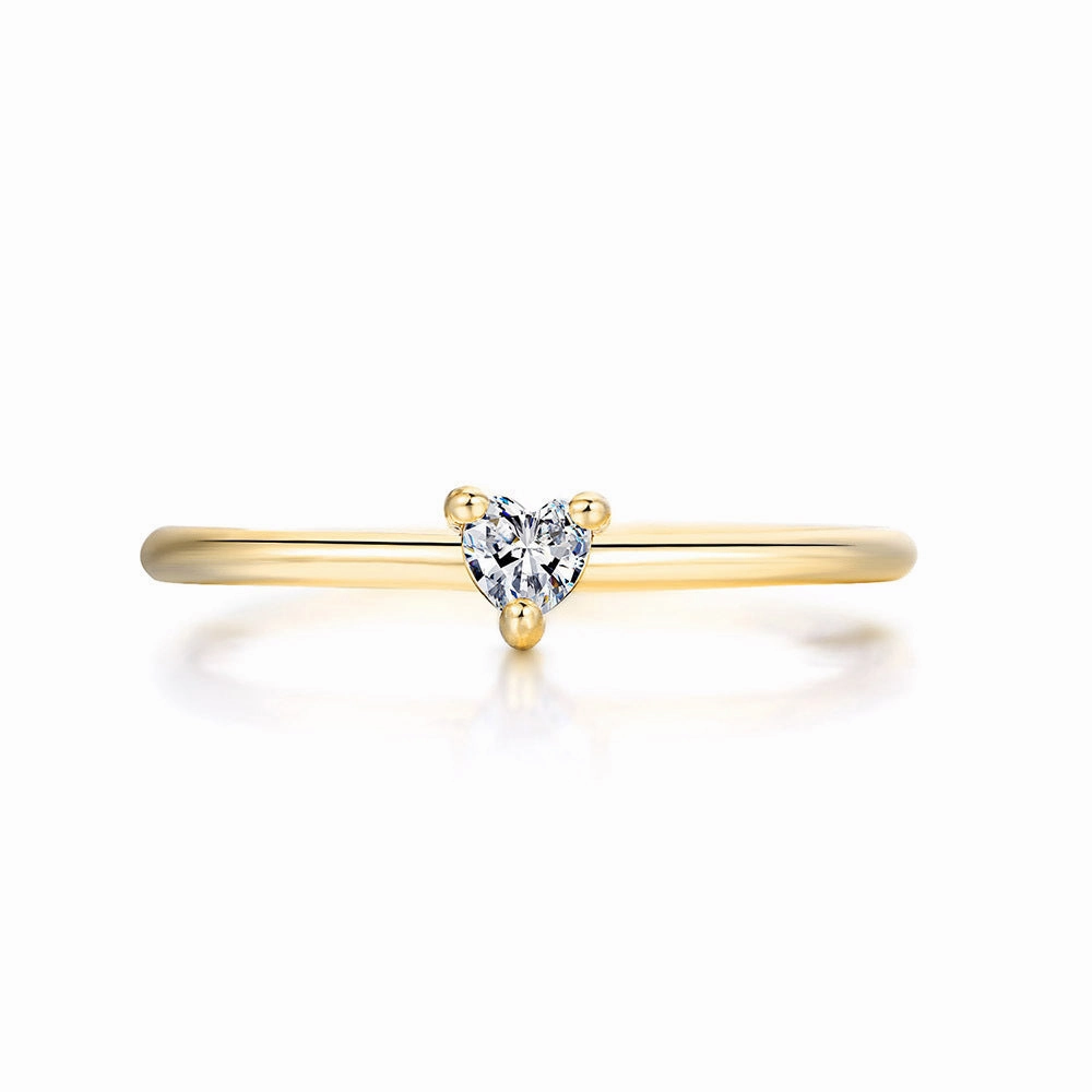 Wholesale Gold Plated Copper Simple Heart Shape Ring
