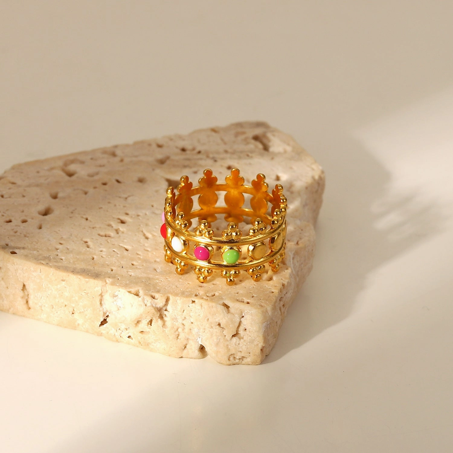Wholesale Gold Plated Crown Stainless Steel Rings