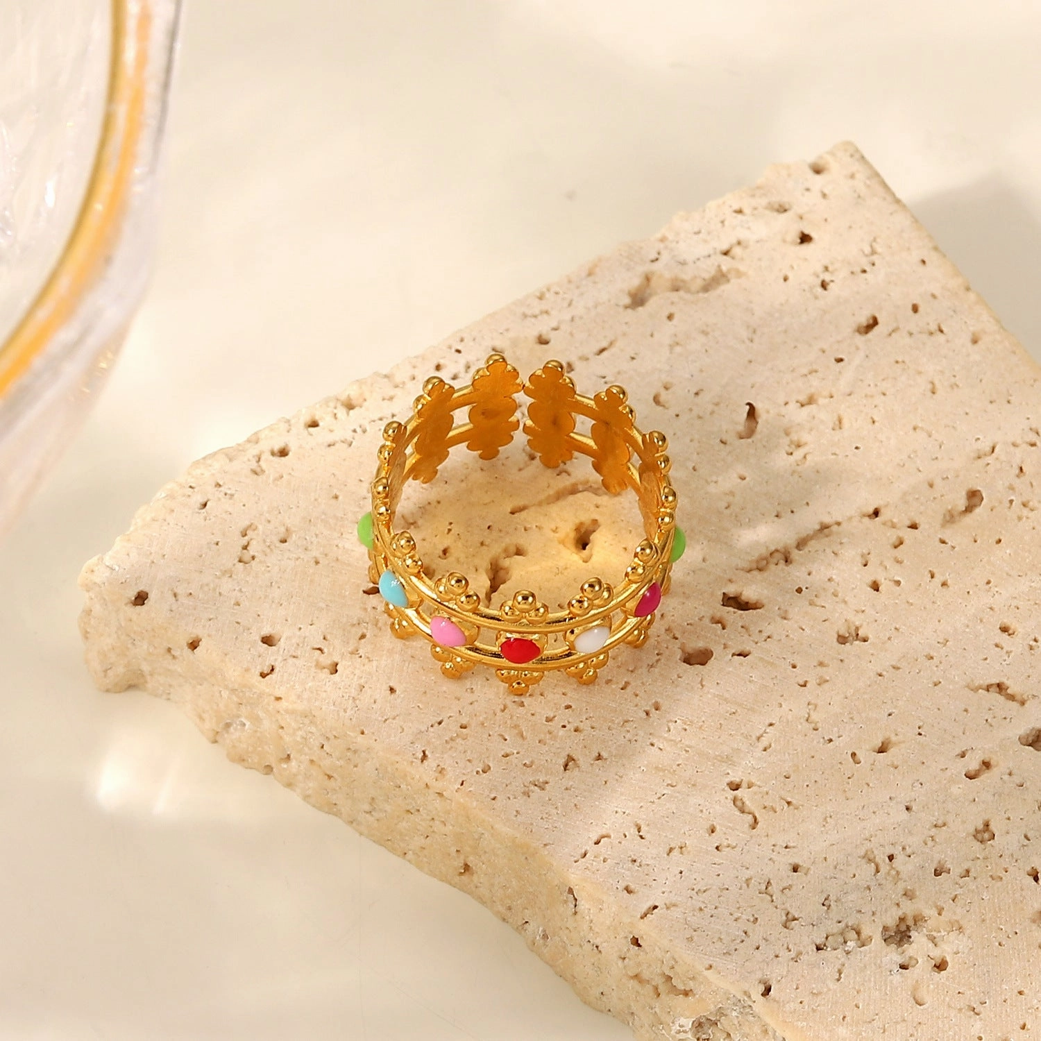 Wholesale Gold Plated Crown Stainless Steel Rings