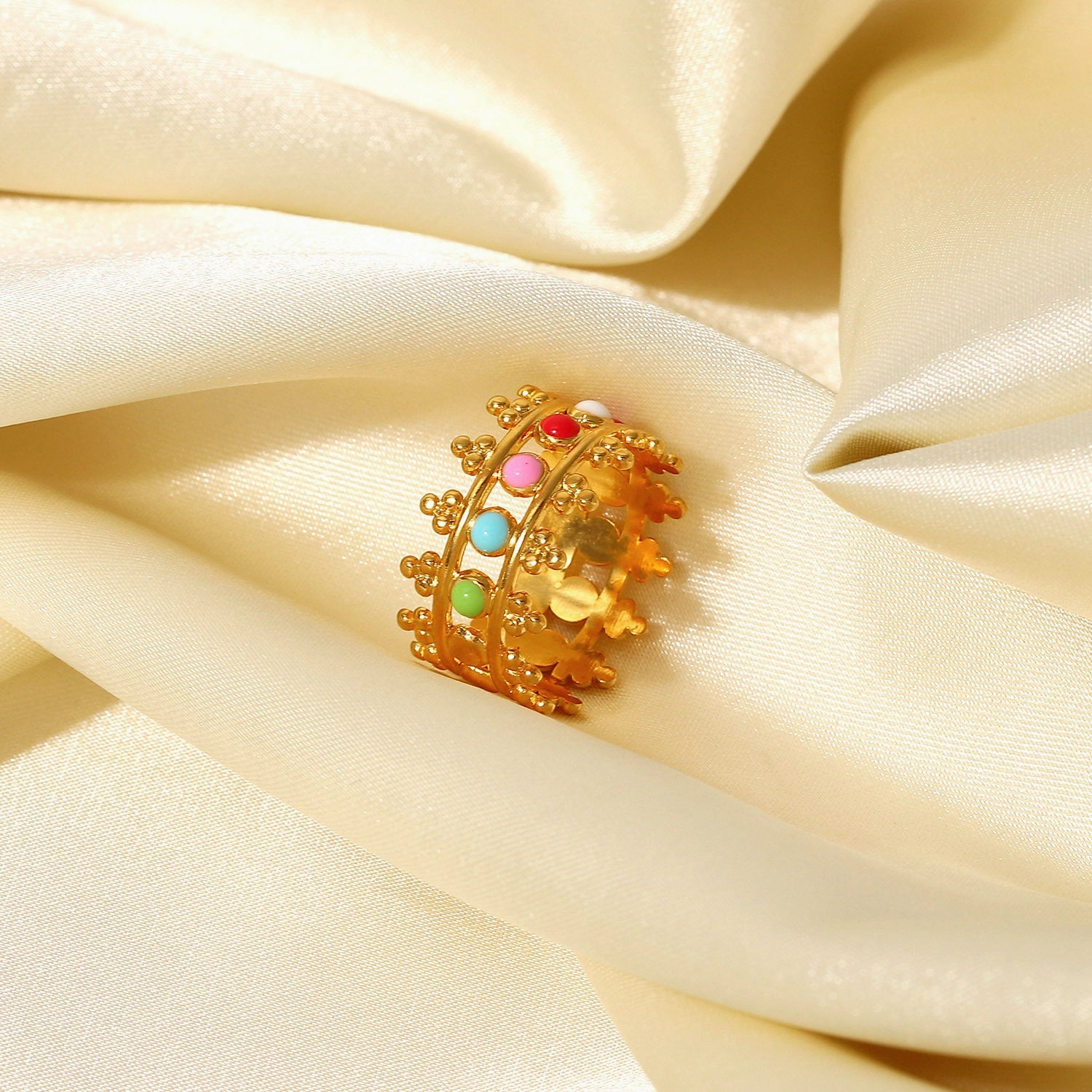 Wholesale Gold Plated Crown Stainless Steel Rings
