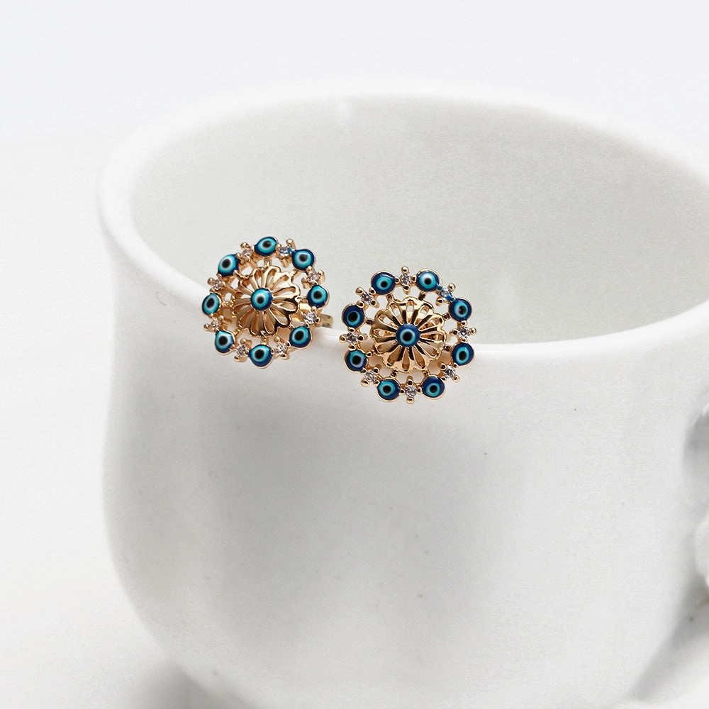 Wholesale Gold Plated Devil Eye Copper Earrings
