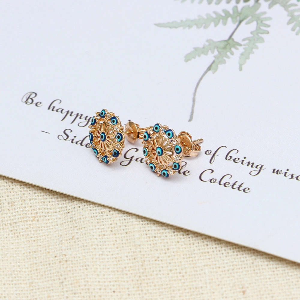 Wholesale Gold Plated Devil Eye Copper Earrings