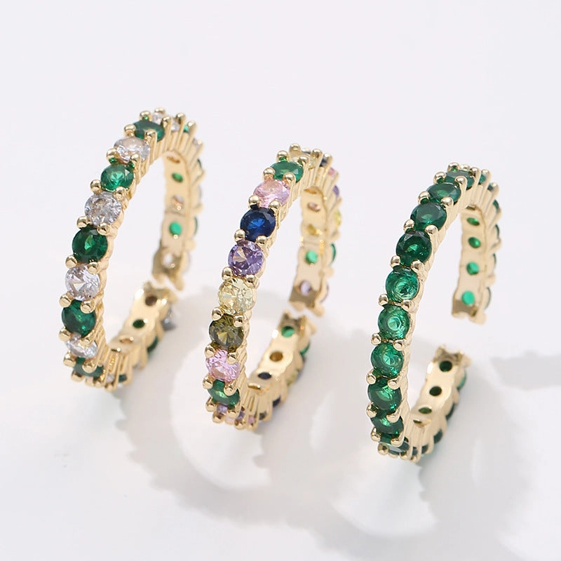 Wholesale Gold Plated Full Zirconia Copper Rings