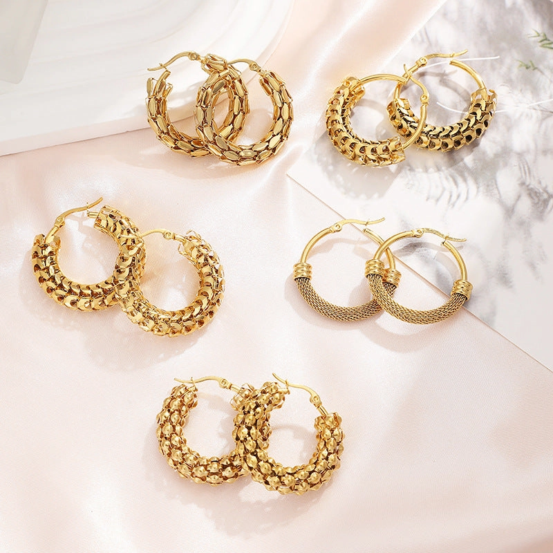 Wholesale gold plated hollow ring earrings
