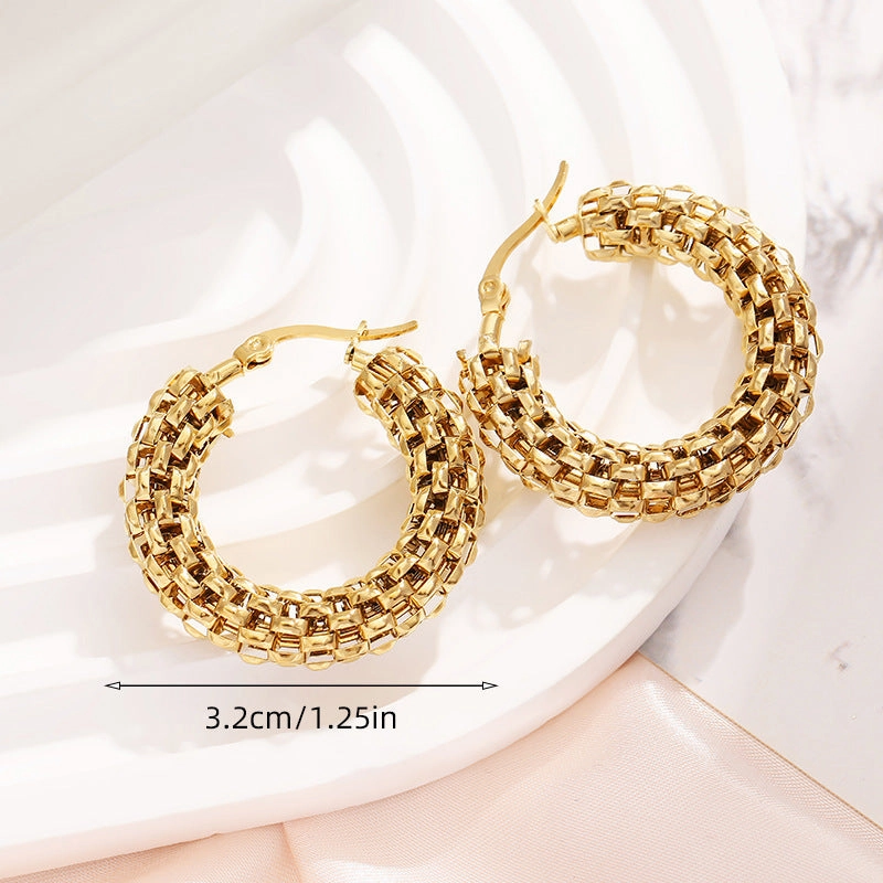 Wholesale gold plated hollow ring earrings