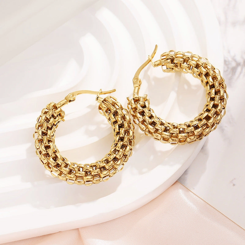 Wholesale gold plated hollow ring earrings
