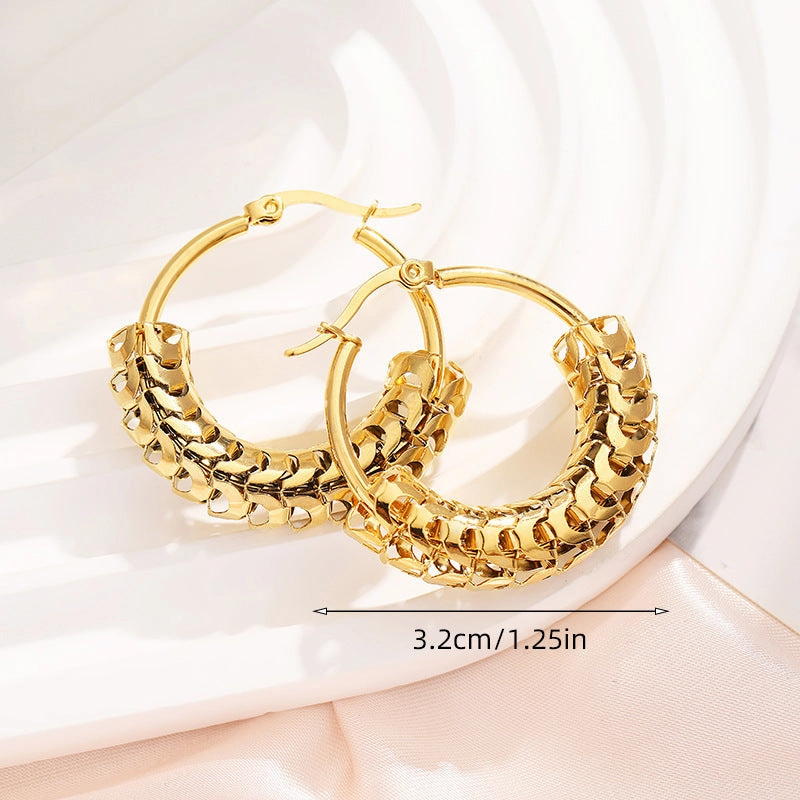 Wholesale gold plated hollow ring earrings