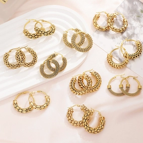 Wholesale gold plated hollow ring earrings