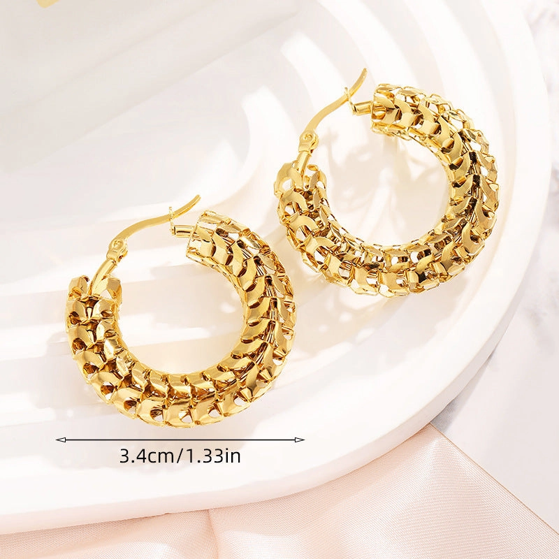 Wholesale gold plated hollow ring earrings
