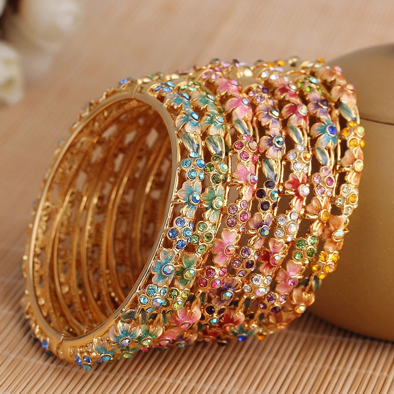 Wholesale Gold-plated Jewelry Cloisonne Hollow Womens Bracelets