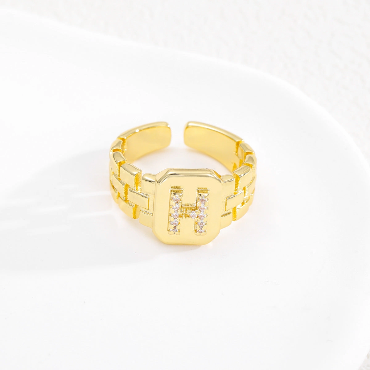 Wholesale Gold plated letter series open ring