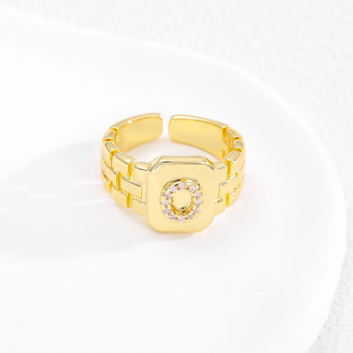 Wholesale Gold plated letter series open ring
