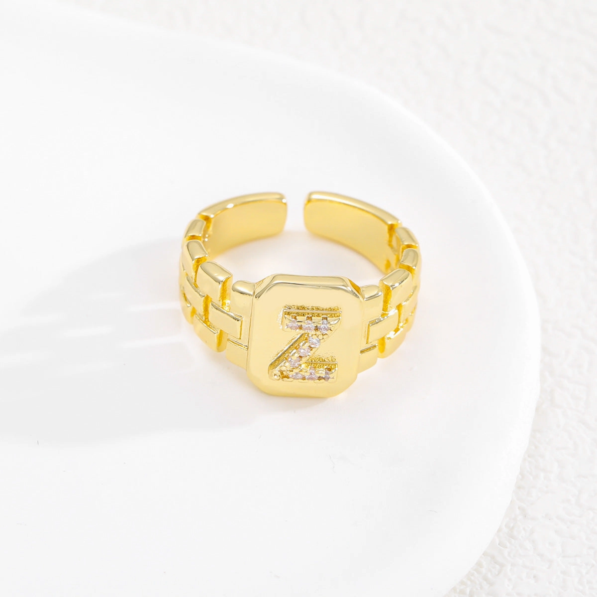 Wholesale Gold plated letter series open ring