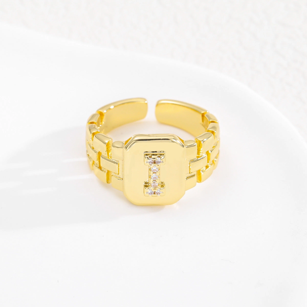 Wholesale Gold plated letter series open ring