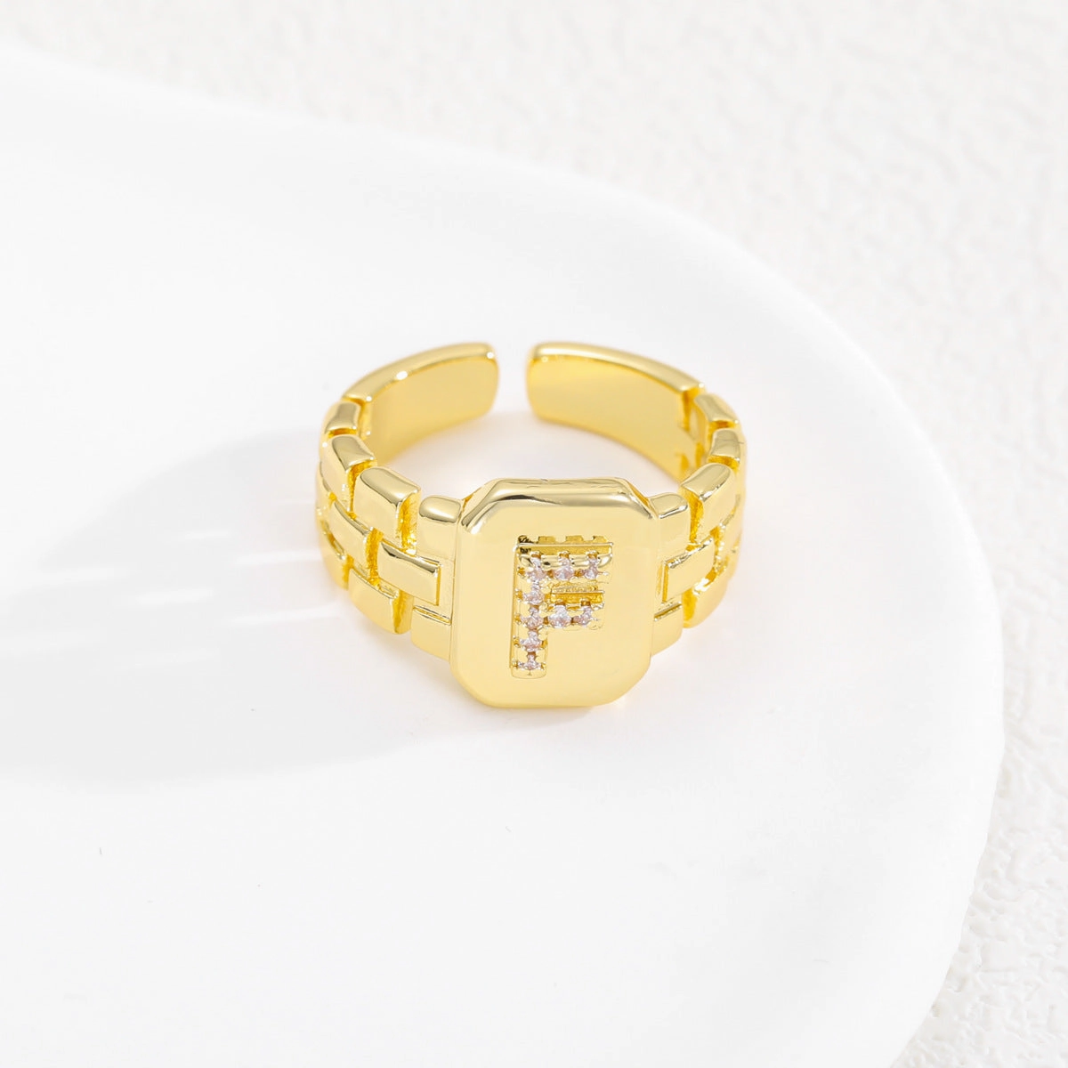 Wholesale Gold plated letter series open ring