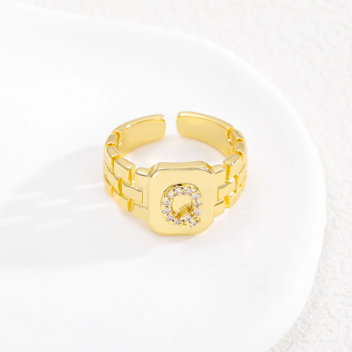 Wholesale Gold plated letter series open ring