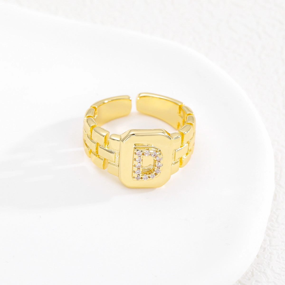 Wholesale Gold plated letter series open ring