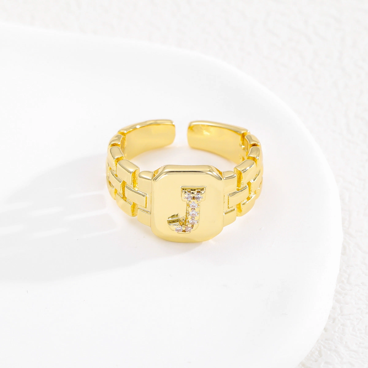 Wholesale Gold plated letter series open ring
