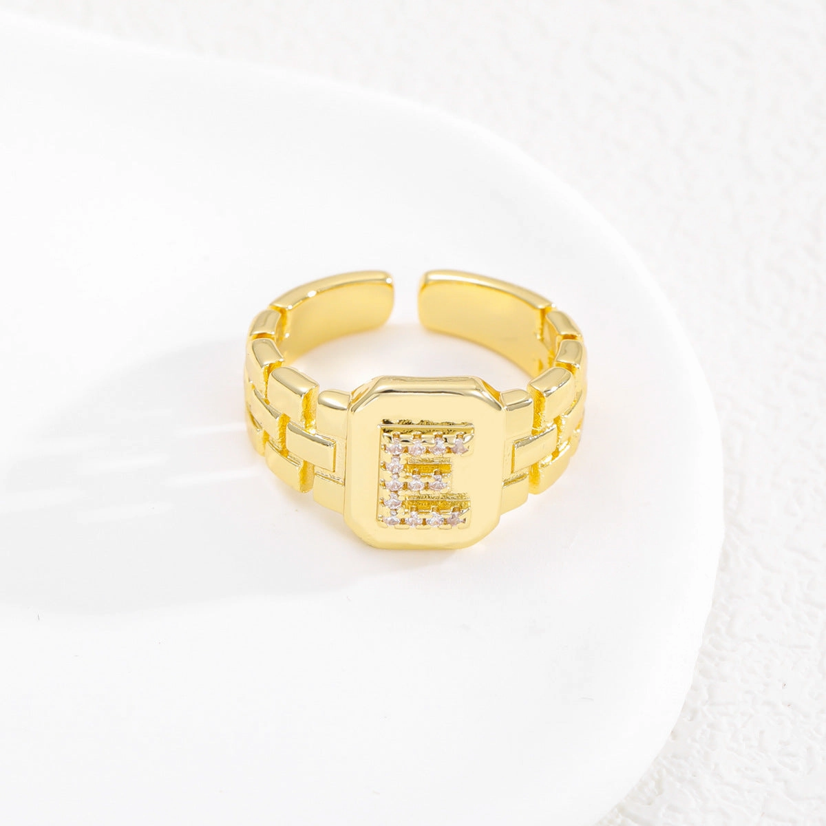 Wholesale Gold plated letter series open ring