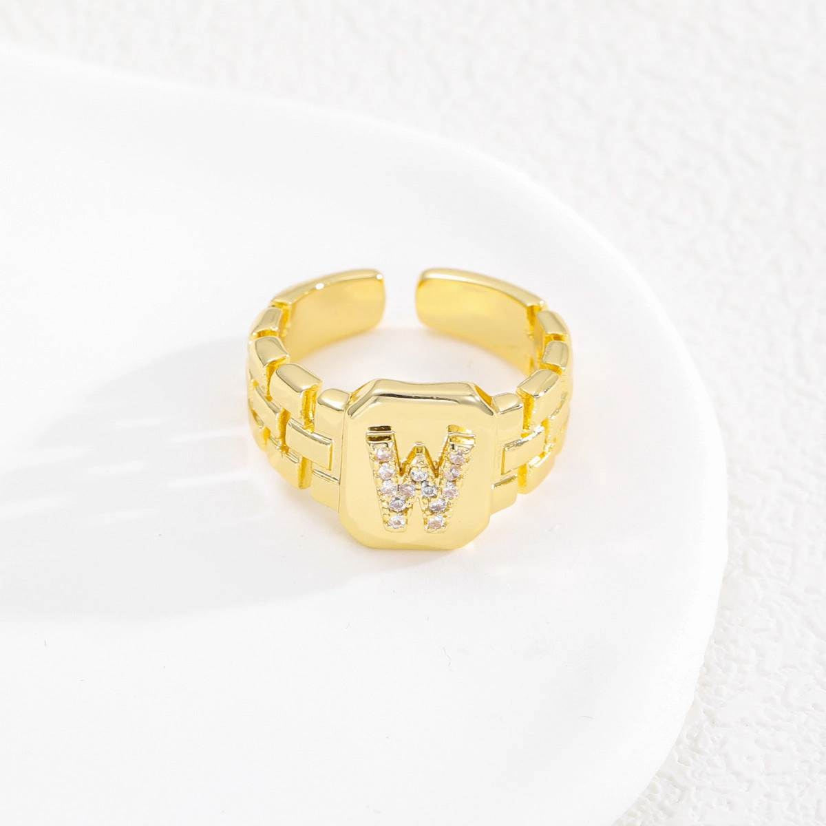 Wholesale Gold plated letter series open ring