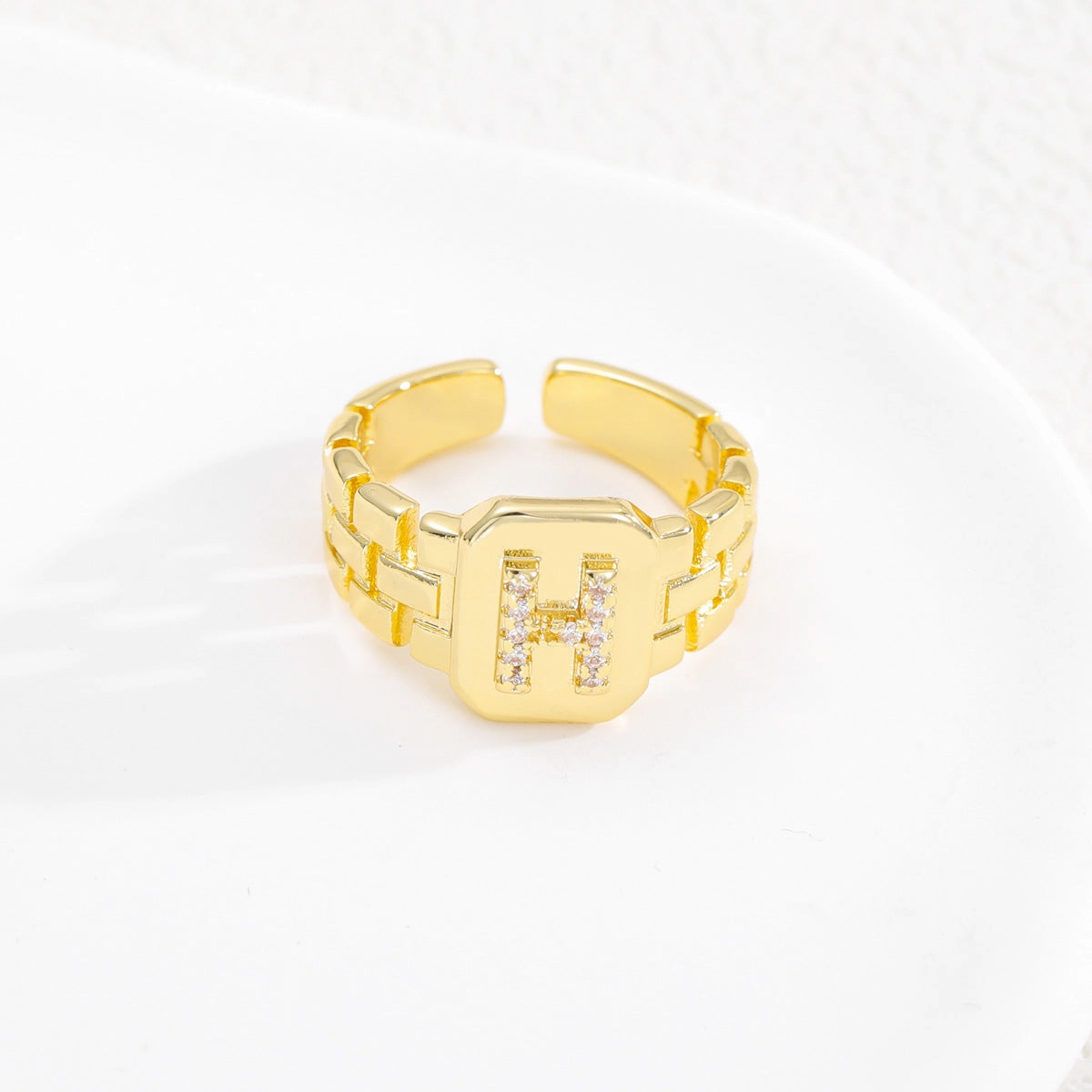 Wholesale Gold plated letter series open ring