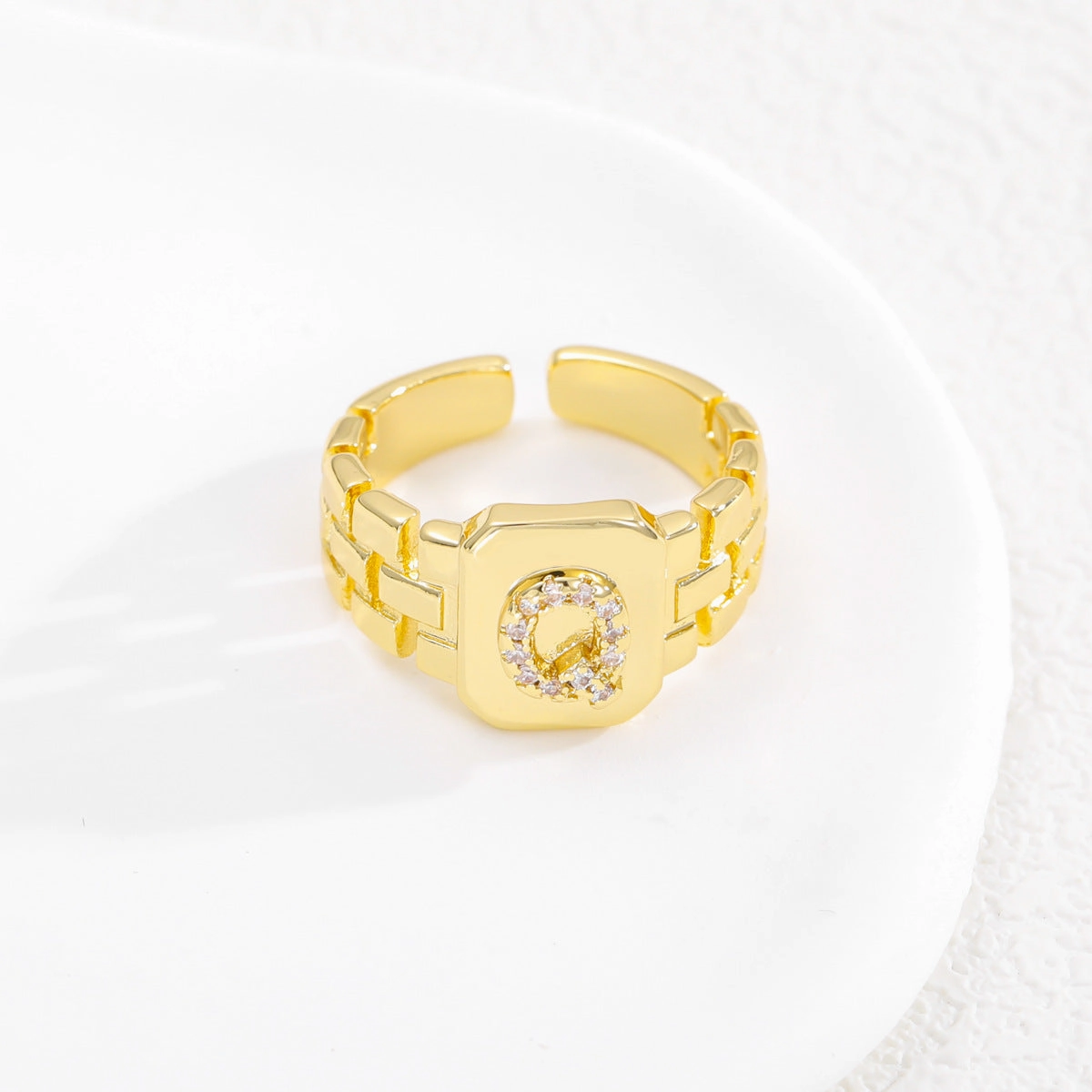 Wholesale Gold plated letter series open ring