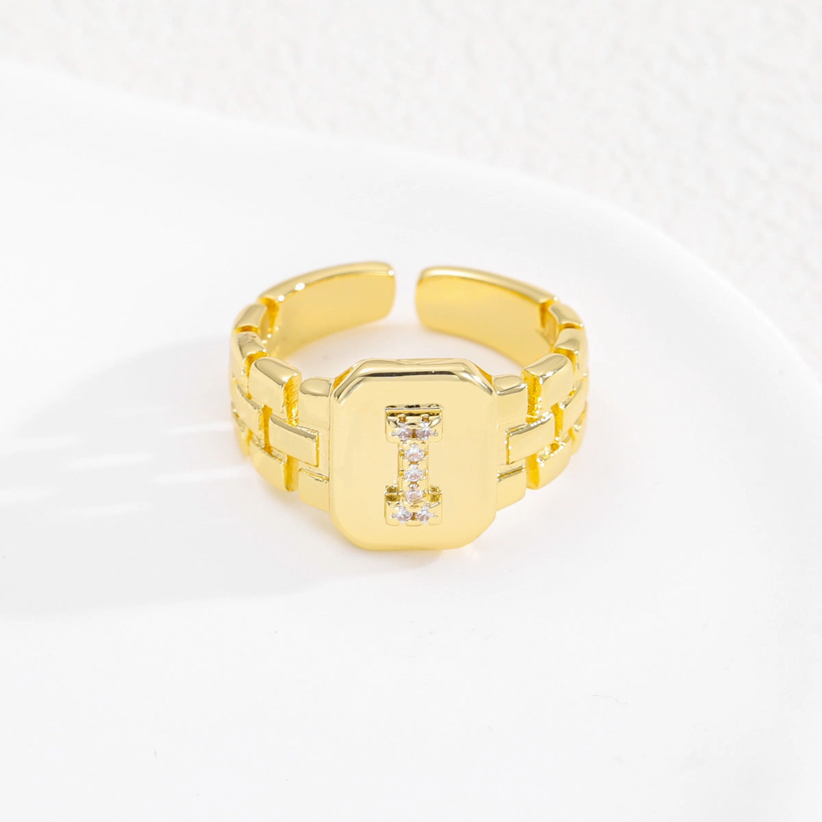 Wholesale Gold plated letter series open ring