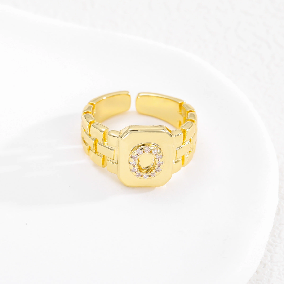 Wholesale Gold plated letter series open ring