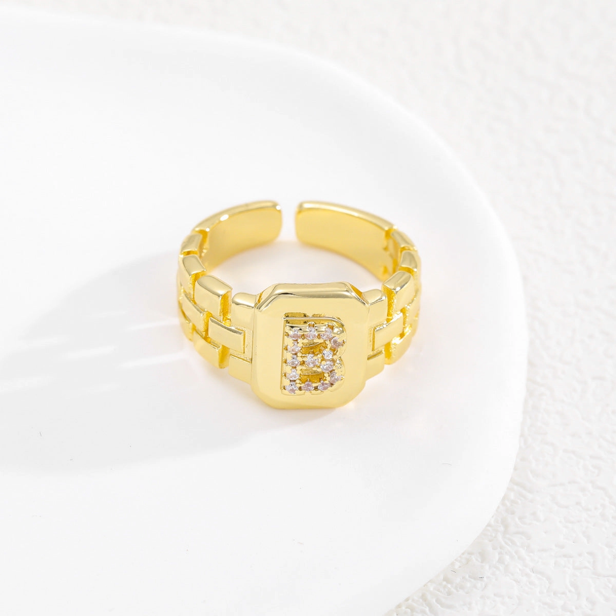 Wholesale Gold plated letter series open ring