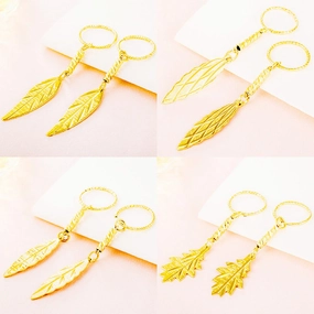 Wholesale Gold-plated long gold leaf tassel earrings