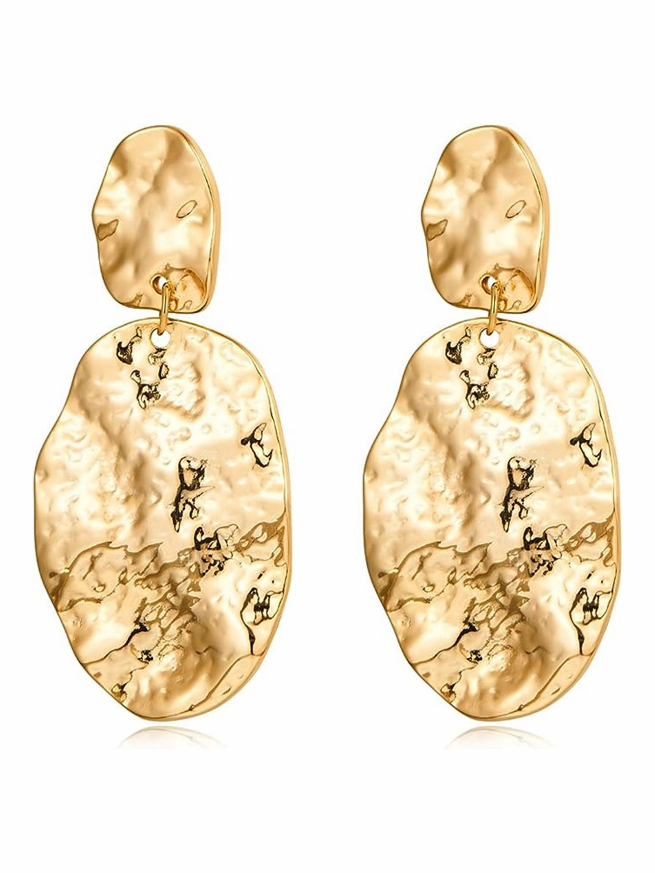 Wholesale Gold Plated metal simple geometric round beating pattern earrings