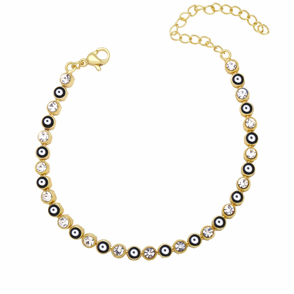 Wholesale Gold Plated Oil Drip Devil Eye Alloy Bracelet