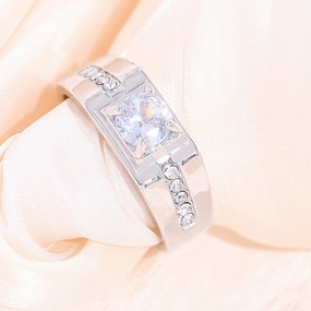 Wholesale Gold Plated Open Wedding Ring Imitation Moissanite Ring