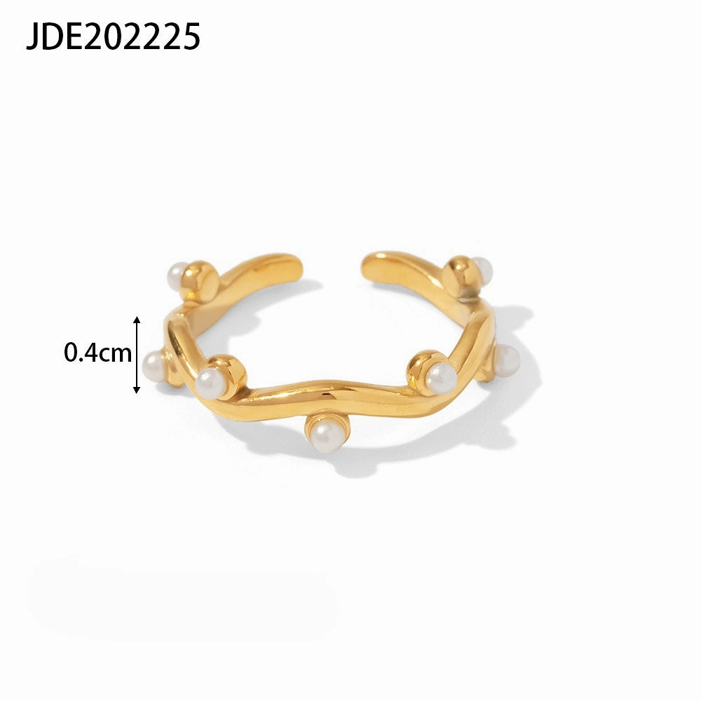 Wholesale Gold Plated Pearl Stainless Steel Rings