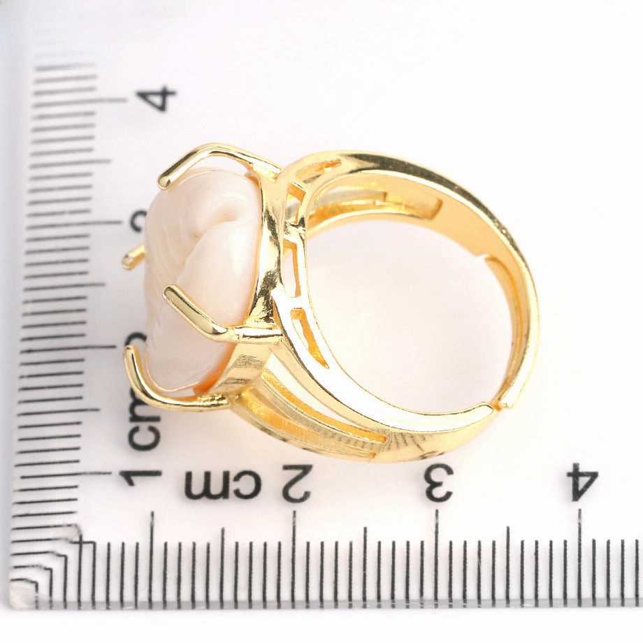Wholesale Gold-plated silver natural conch shell open ring