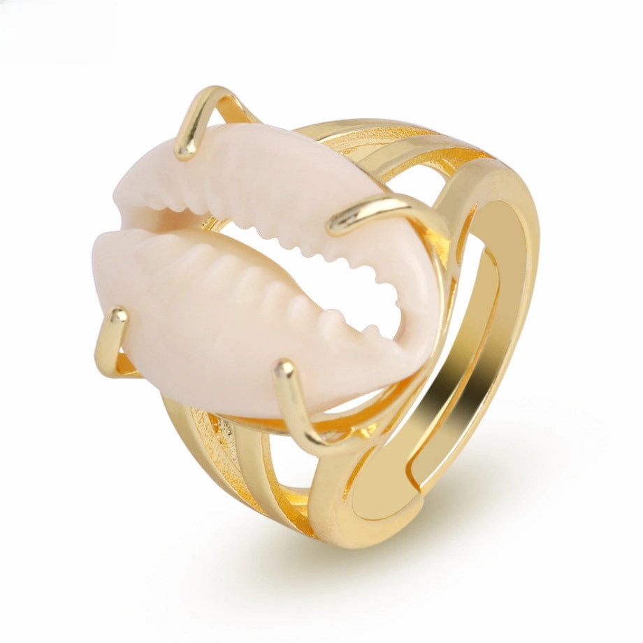 Wholesale Gold-plated silver natural conch shell open ring