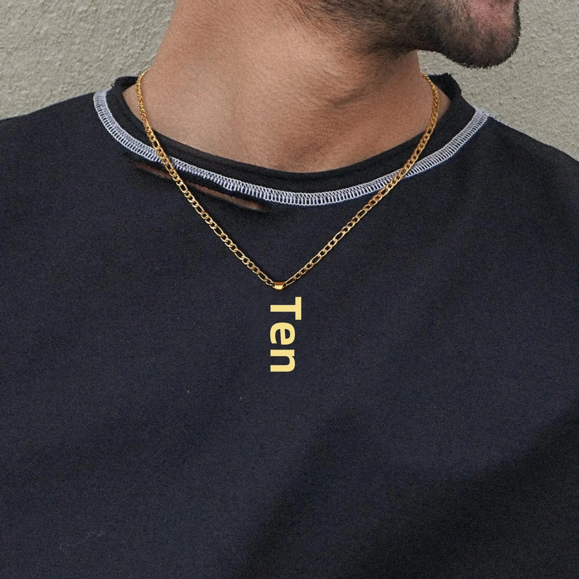 Wholesale Gold Plated Stainless Steel Cross Necklace Men's Figaro Chain