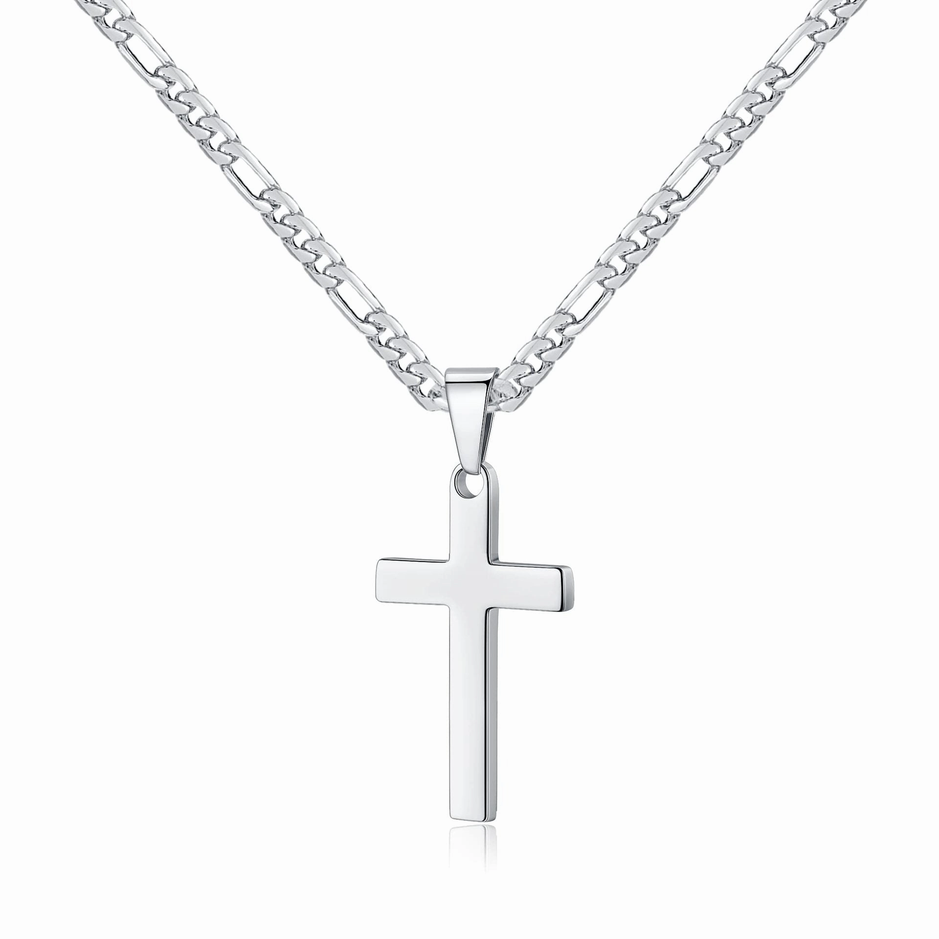 Wholesale Gold Plated Stainless Steel Cross Necklace Men's Figaro Chain