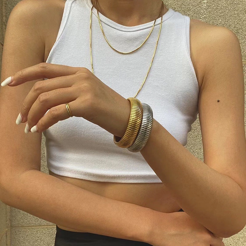 Wholesale Gold Plated Stainless Steel Vintage Snake Bone Titanium Steel Vintage Bracelet