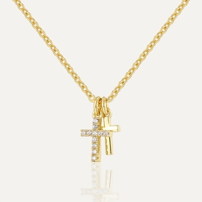 Wholesale Gold-plated zircon cross retro personality niche design necklace